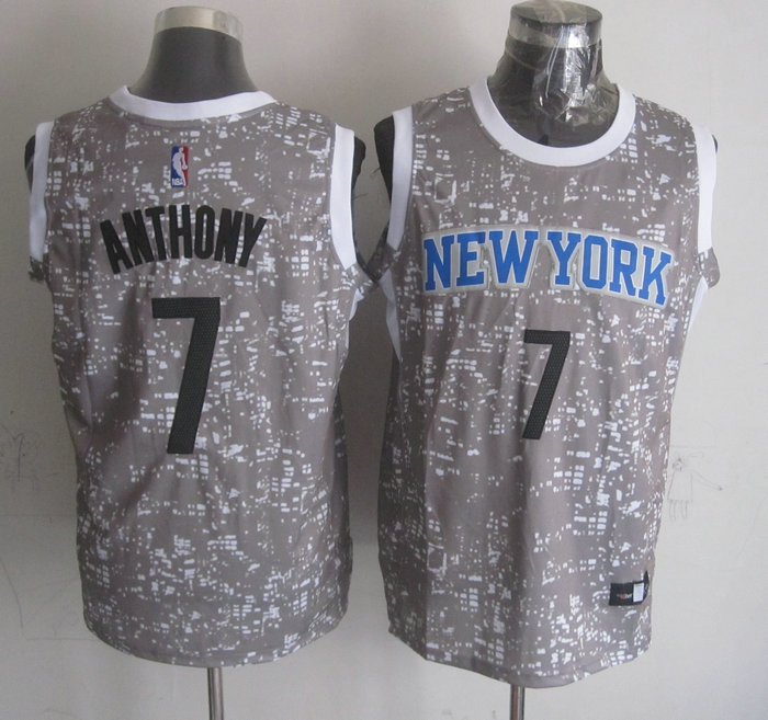  NBA New York Knicks 7 Carmelo Anthony Grey City Luminous Jersey