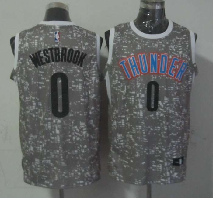  NBA Oklahoma City Thunder 0 Russell Westbrook Grey City Luminous Jersey