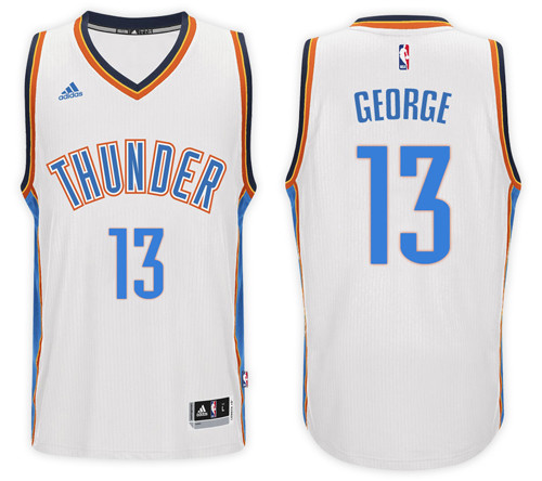  NBA Oklahoma City Thunder 13 Paul George Revolution 30 Swingman Home White Jersey