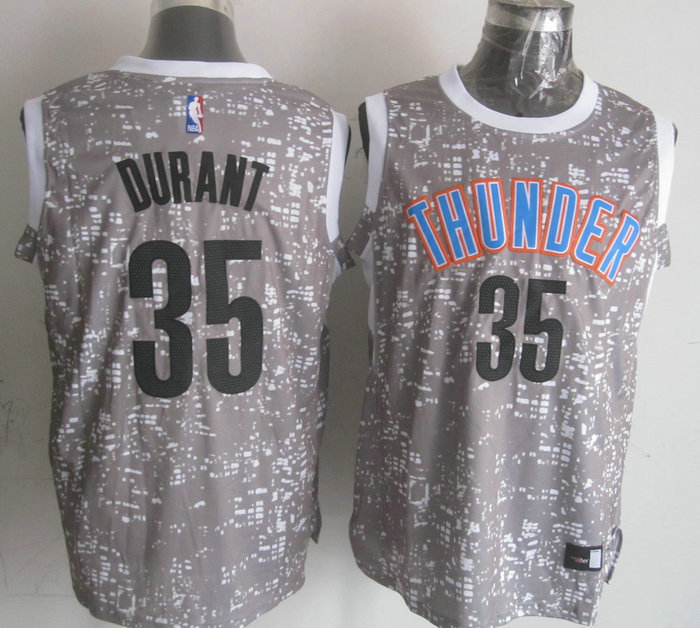  NBA Oklahoma City Thunder 35 Kevin Durant Grey City Luminous Jersey