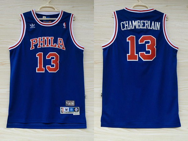  NBA Philadelphia 76ers 13 Wilt Chamberlain Throwback Blue Jersey