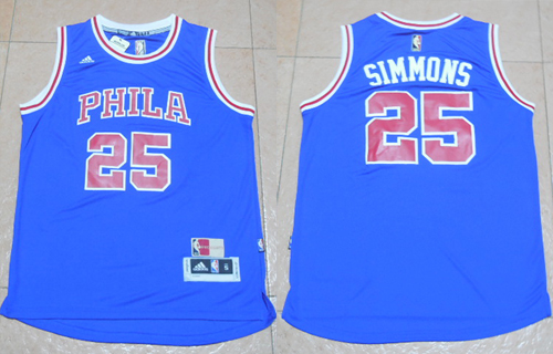  NBA Philadelphia 76ers 25 Ben Simmons New Revolution 30 Swingman Soul Throwback Blue Jersey