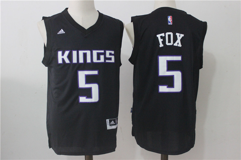  NBA Sacramento Kings #5 Deaaron Fox New Revolution 30 Swingman Black Jersey