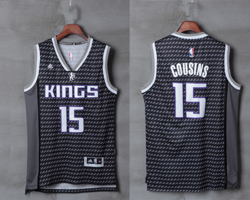  NBA Sacramento Kings 15 DeMarcus Cousins New Revolution 30 Swingman Black Jersey