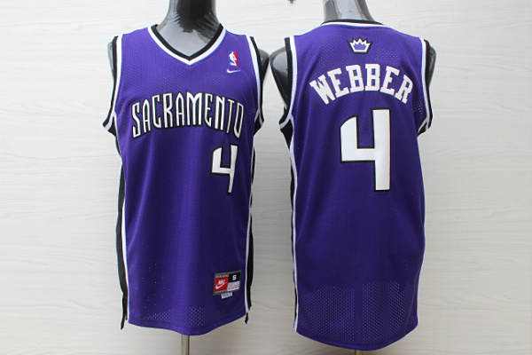  NBA Sacramento Kings 4 Chirs Webber New Revolution 30 Swingman Purple Black Jersey