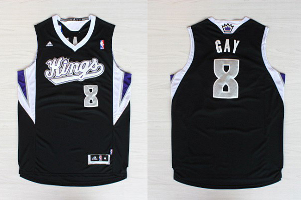  NBA Sacramento Kings 8 Rudy Gay New Revolution 30 Swingman Black Jerseys