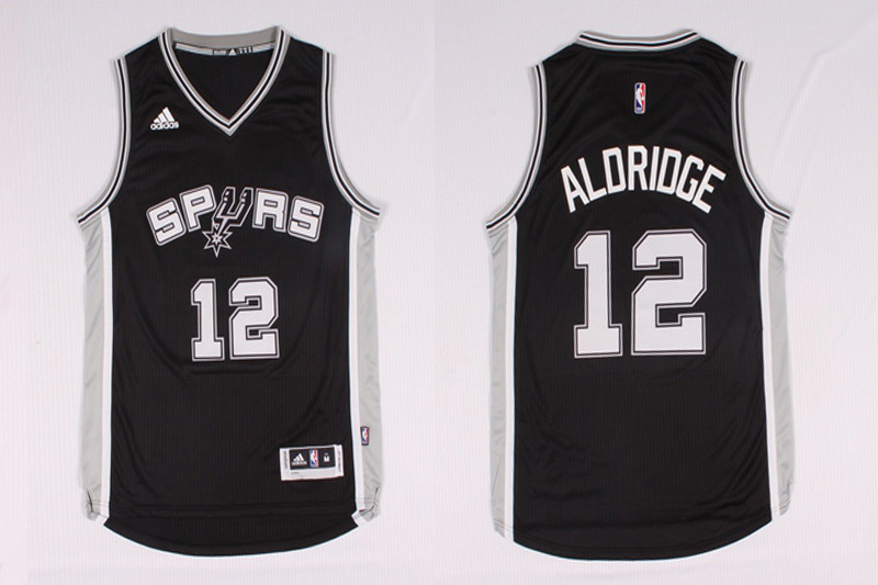  NBA San Antonio Spurs 12 Lamarcus Aldridge New Revolution 30 Swingman Road Black Jersey