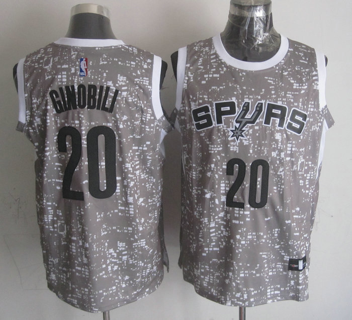  NBA San Antonio Spurs 20 Manu Ginobili Grey City Luminous Jersey