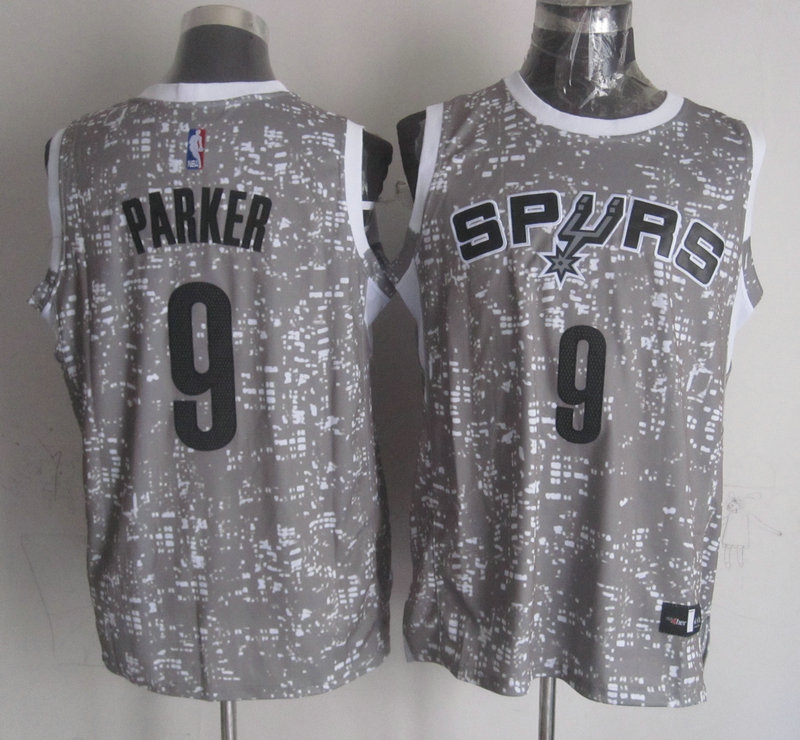  NBA San Antonio Spurs 9 Tony Parker Grey City Luminous Jersey