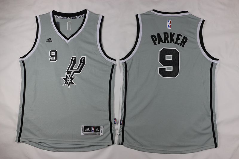  NBA San Antonio Spurs 9 Tony Parker Kid jersey New Revolution 30 Swingman Road Grey Youth Jersey
