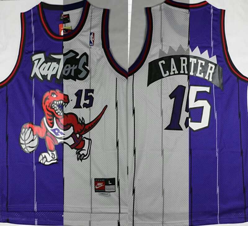  NBA Toronto Raptors 15 Vince Carter Swingman Split White Purple Jersey