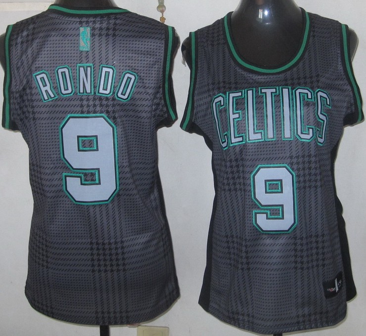 NBA Women Boston Celtics 9 Rajon Rondo Swingman Black Square Fashion Jersey