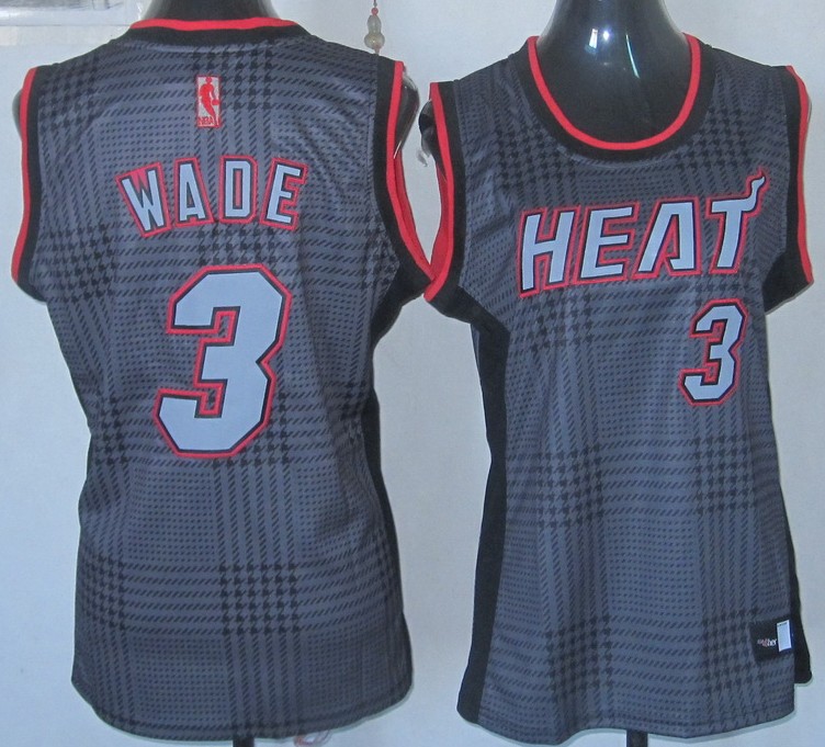  NBA Women Miami Heat 3 Dwyane Wade Swingman Black Square Fashion Jersey