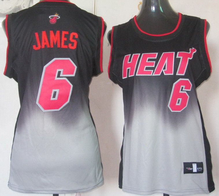  NBA Women Miami Heat 6 LeBron James Fadeaway Fashion Swingman Jersey