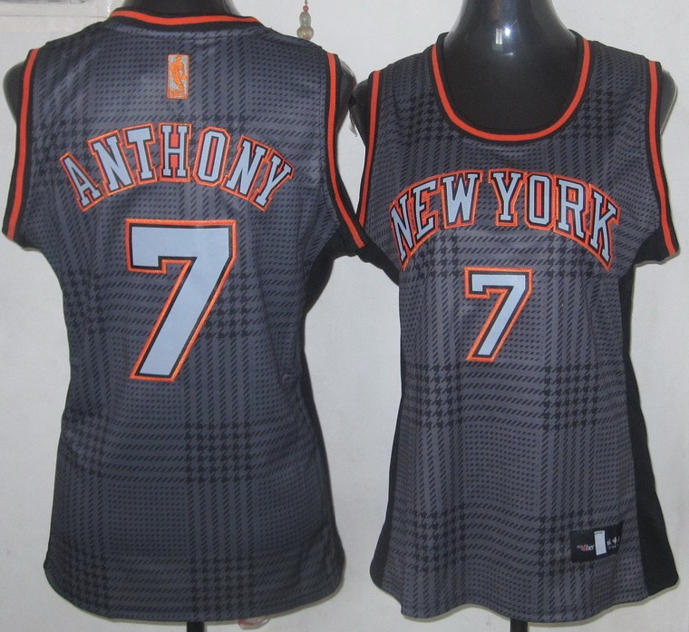  NBA Women New York Knicks 7 Carmelo Anthony Swingman Black Square Fashion Jersey