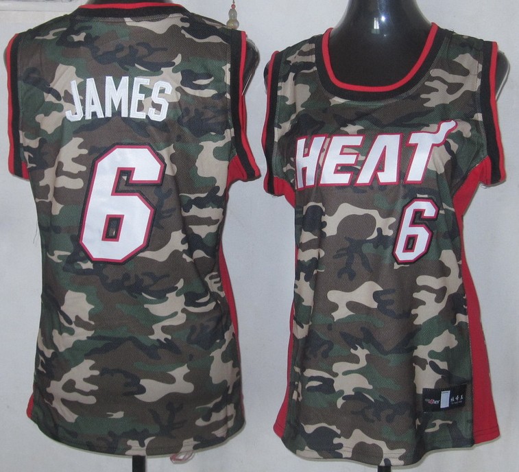 NBA Women Women Miami Heat 6 LeBron James Camouflage Camo Swingman Fashion Jersey
