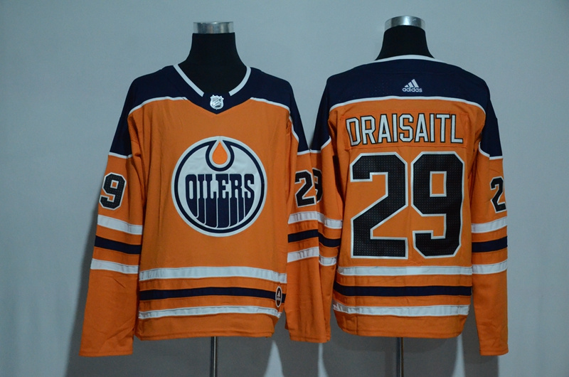  NHL Edmonton Oilers 29 Leon Draisaitl Orange Ice Hockey Jerseys