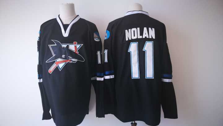  NHL San Jose Sharks 11 Owen Nolan Black Throwback Ice Hockey Jerseys
