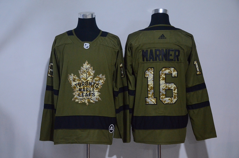  NHL Toronto Maple Leafs 16 Mitchell Marner Army Green Salute To Service Ice Hockey Jerseys