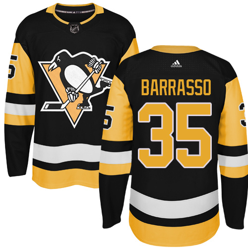  Pittsburgh Penguins #35 Tom Barrasso Black Alternate Authentic Stitched NHL Jersey
