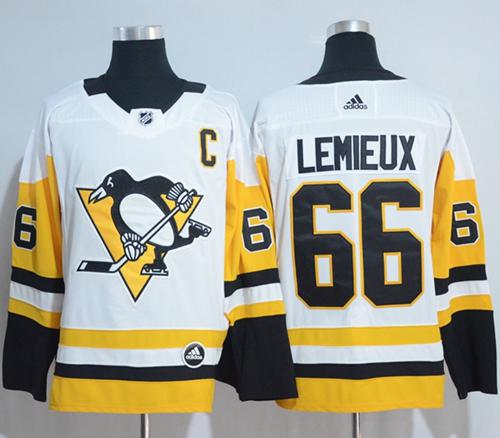  Pittsburgh Penguins #66 Mario Lemieux White Road Authentic Stitched NHL Jersey