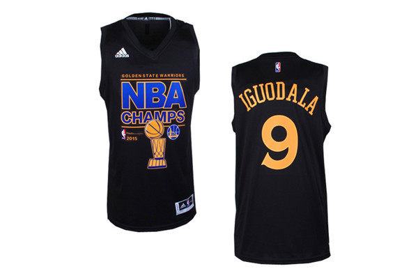  Golden State Warriors 9 Andre Iguodala 2015 NBA Finals Champions Black Jersey