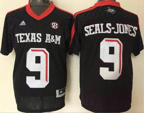 Aggies 9 Ricky Seals Jones Black New SEC Patch Stitched NCAA Jersey