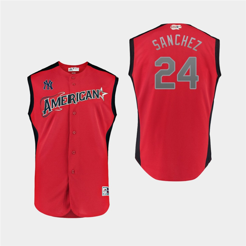 American League 24 Gary Sanchez Red Youth 2019 MLB All Star Game Player Jersey