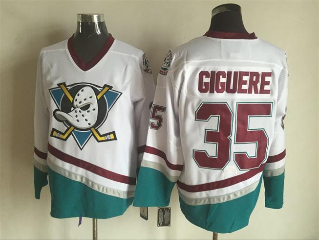 Anaheim Ducks 35 Jean-Sebastien Giguere White CCM Throwback Stitched NHL Jersey
