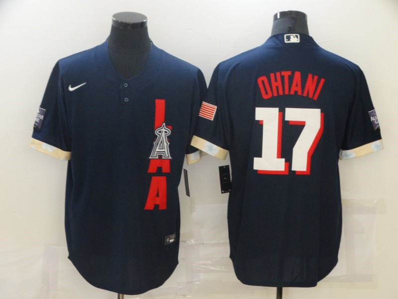 Angels 17 Shohei Ohtani Navy Nike 2021 MLB All Star Cool Base Jersey