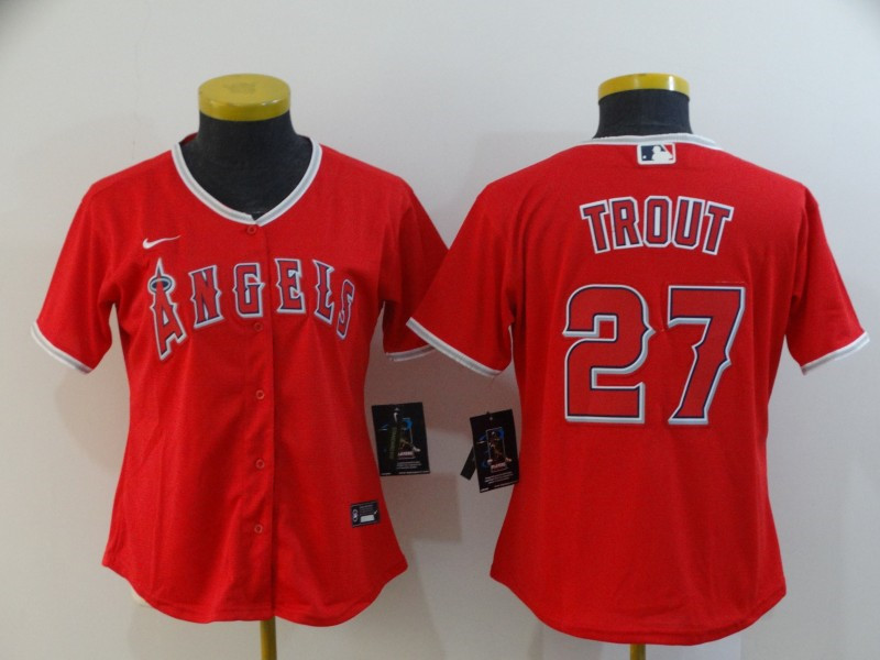 Angels 27 Mike Trout Red Women 2020 Nike Cool Base Jersey