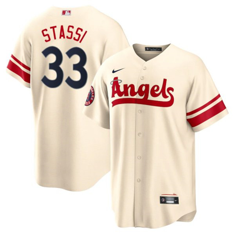 Angels 33 Max Stassi Cream 2022 City Connect Cool Base Jersey