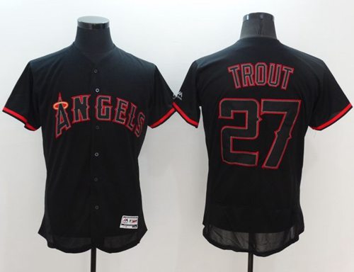 Angels of Anaheim 27 Mike Trout Black Fashion Flexbase Authentic Collection Stitched MLB Jersey