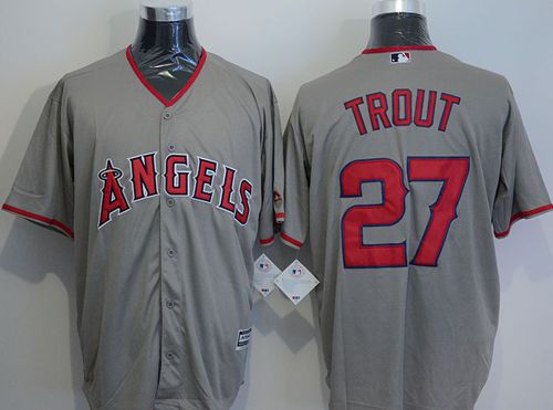 Angels of Anaheim 27 Mike Trout Grey New Cool Base Stitched MLB Jersey