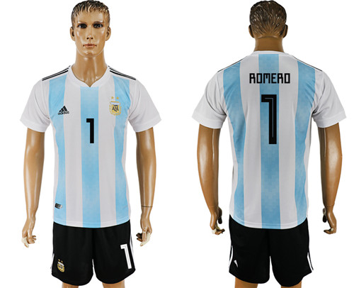 Argentina 1 ROMERO Home 2018 FIFA World Cup Soccer Jersey