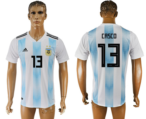 Argentina 13 CASCO Home 2018 FIFA World Cup Thailand Soccer Jersey