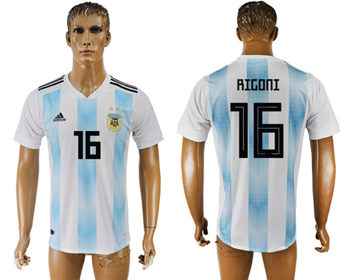 Argentina 16 RIGONI Home 2018 FIFA World Cup Thailand Soccer Jersey