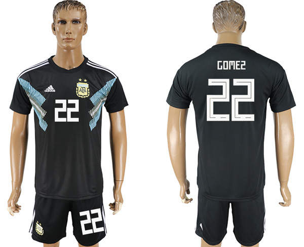 Argentina 22 GOMEZ Away 2018 FIFA World Cup Soccer Jersey