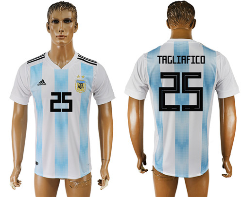 Argentina 25 TAGIAFICO Home 2018 FIFA World Cup Thailand Soccer Jersey