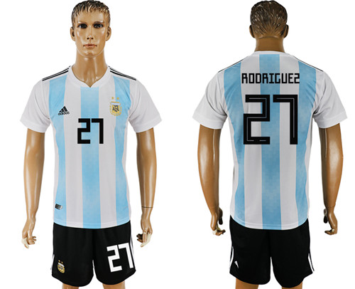 Argentina 27 RODRIGUEZ Home 2018 FIFA World Cup Soccer Jersey