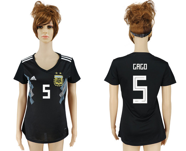 Argentina 5 GAGO Away Women 2018 FIFA World Cup Soccer Jersey