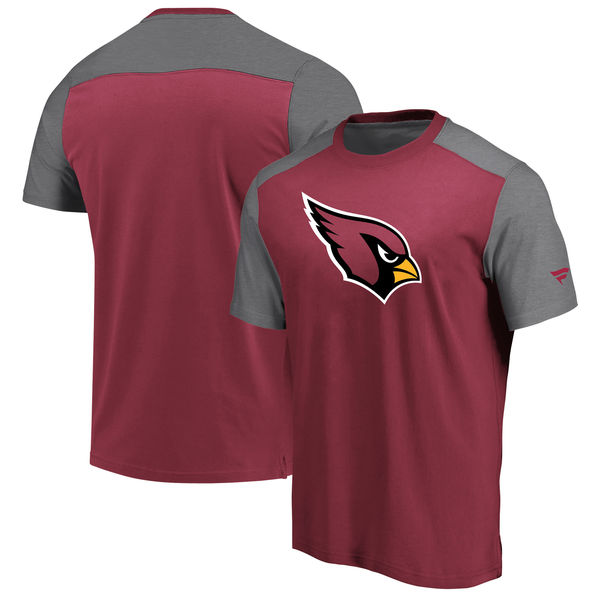 Arizona Cardinals NFL Pro Line by Fanatics Branded Iconic Color Block T Shirt CardinalHeathered Gray