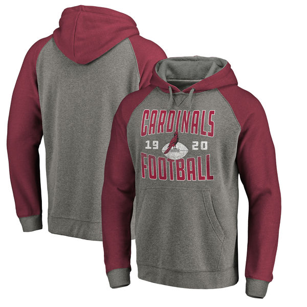 Arizona Cardinals NFL Pro Line by Fanatics Branded Timeless Collection Antique Stack Tri Blend Raglan Pullover Hoodie Ash