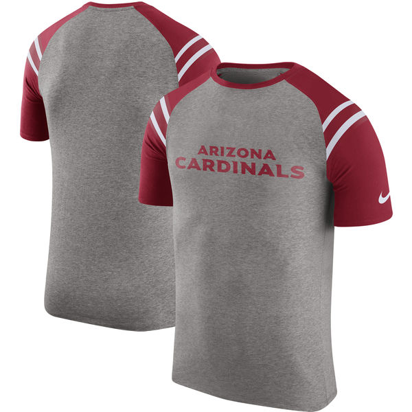 Arizona Cardinals  Enzyme Shoulder Stripe Raglan T Shirt Heathered Gray