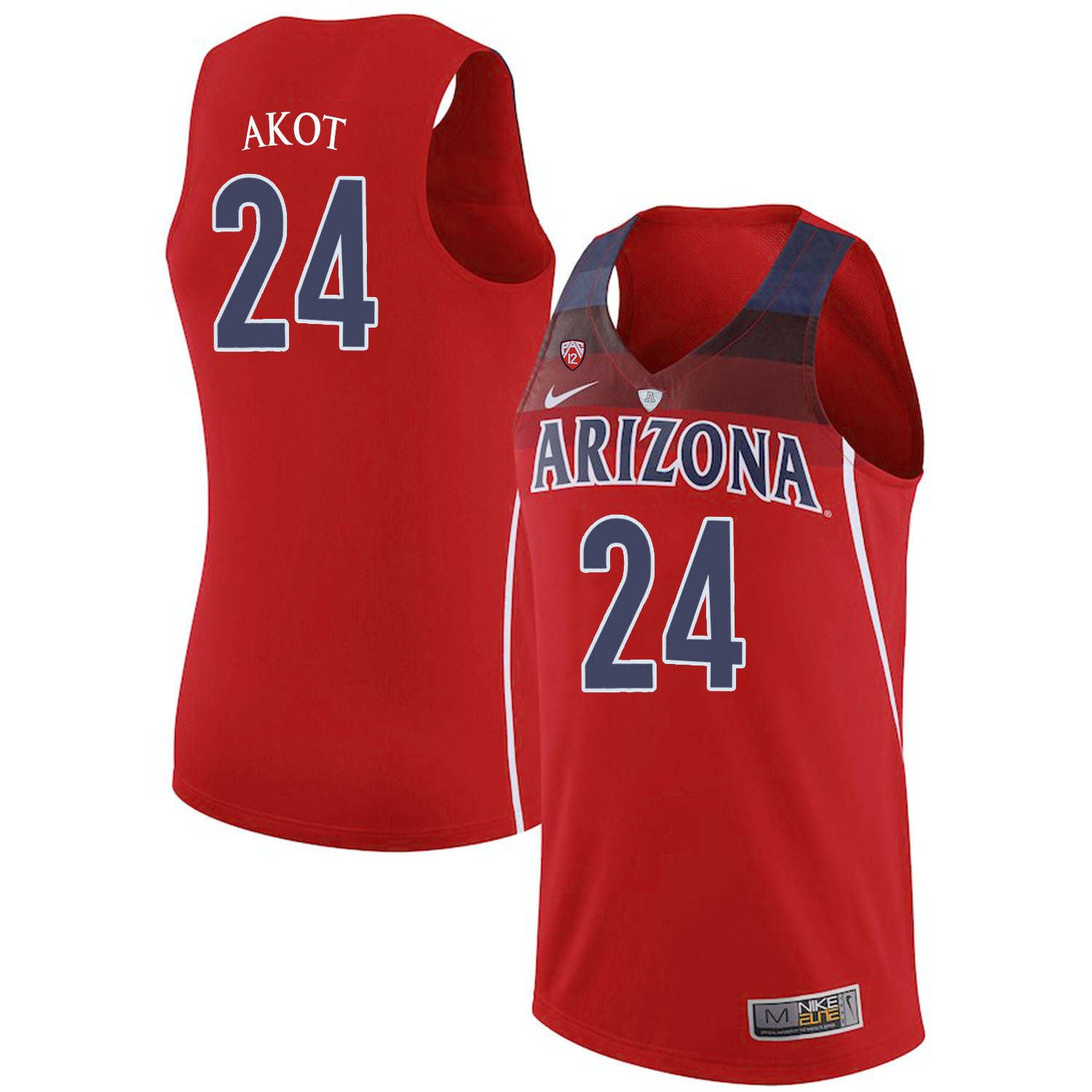 Arizona Wildcats 24 Emmanuel Akot Red College Basketball Jersey