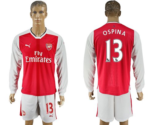 Arsenal 13 Ospina Red Home Long Sleeves Soccer Club Jersey