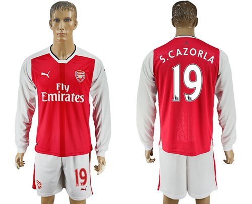 Arsenal 19 S.Cazorla Red Home Long Sleeves Soccer Club Jersey