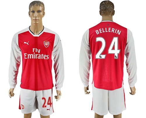 Arsenal 24 Bellerin Red Home Long Sleeves Soccer Club Jersey