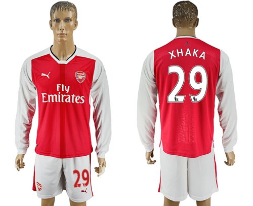 Arsenal 29 Xhaka Red Home Long Sleeves Soccer Club Jersey