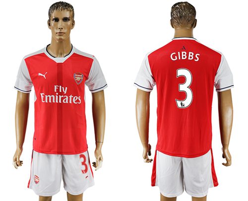 Arsenal 3 Gibbs Home Soccer Club Jersey